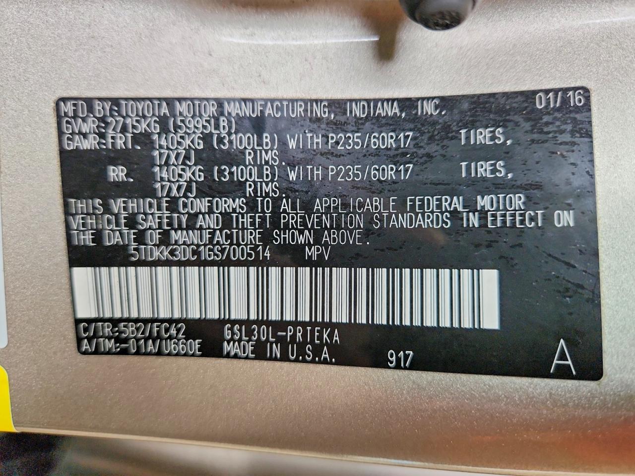 2016 TOYOTA SIENNA LE photo 37