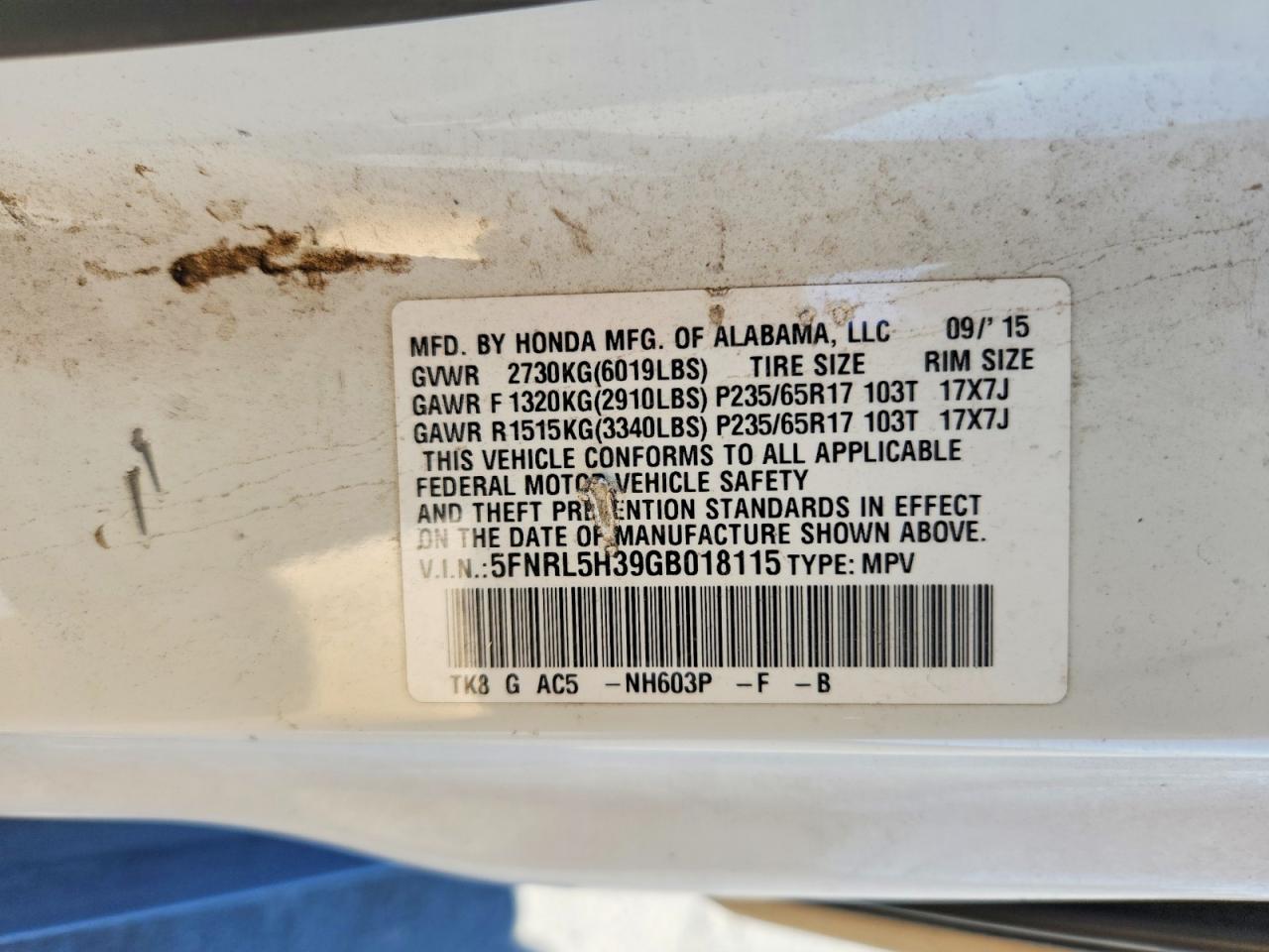 2016 HONDA ODYSSEY SE photo 37