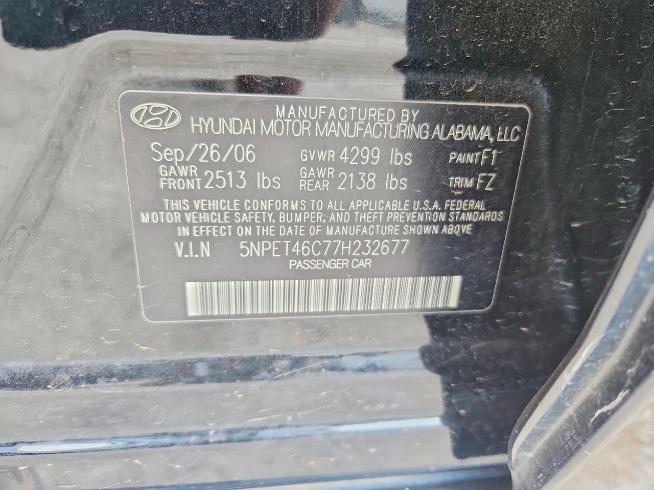 2007 HYUNDAI SONATA GLS photo 12
