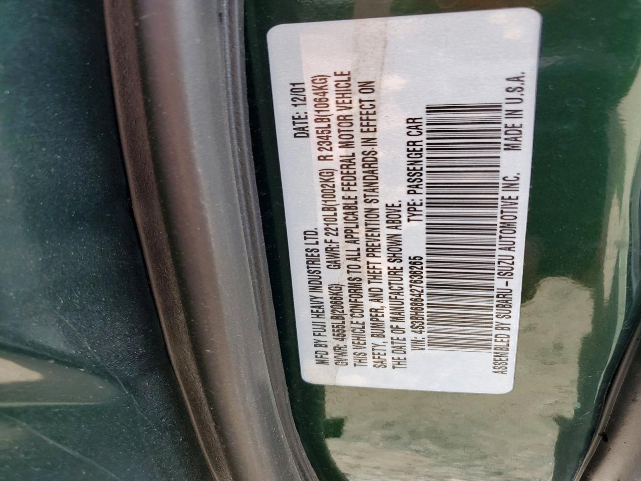 2002 SUBARU LEGACY OUTBACK LIMITED photo 25