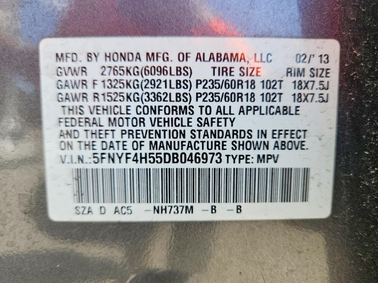 2013 HONDA PILOT EXL photo 25