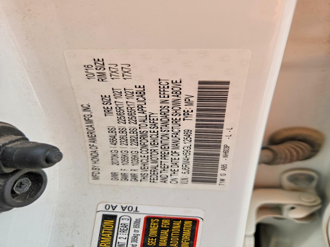 2016 HONDA CR-V EX photo 13