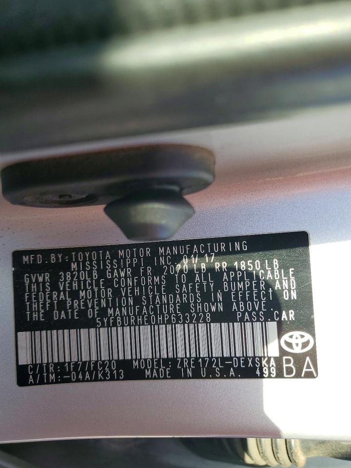 2017 TOYOTA COROLLA SE photo 12