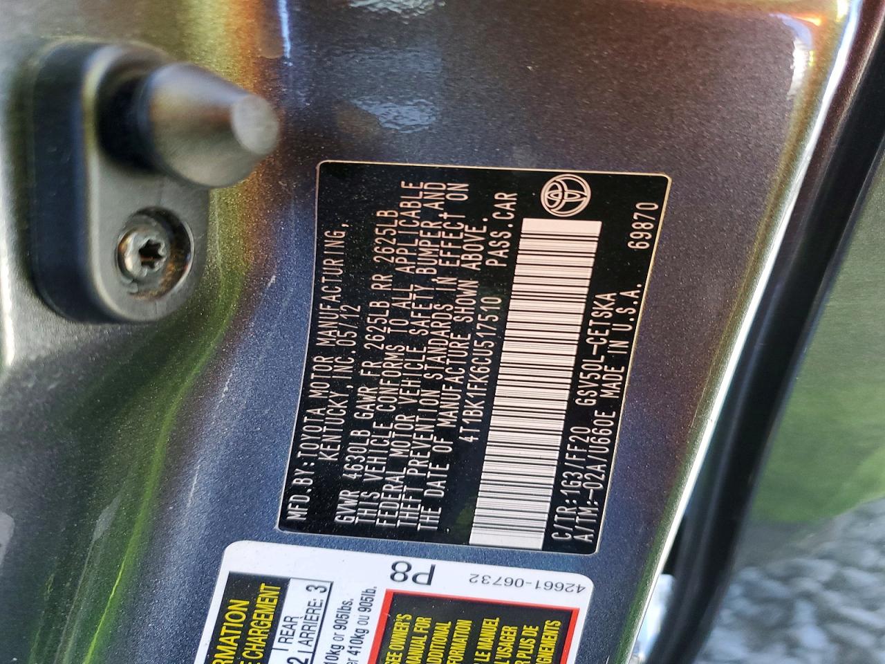 2012 TOYOTA CAMRY SE V6 photo 23