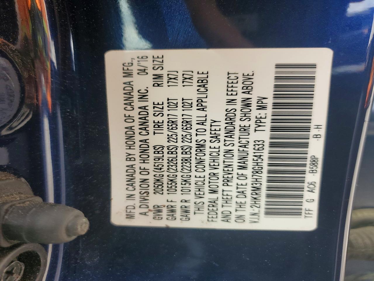 2016 HONDA CR-V EXL photo 25