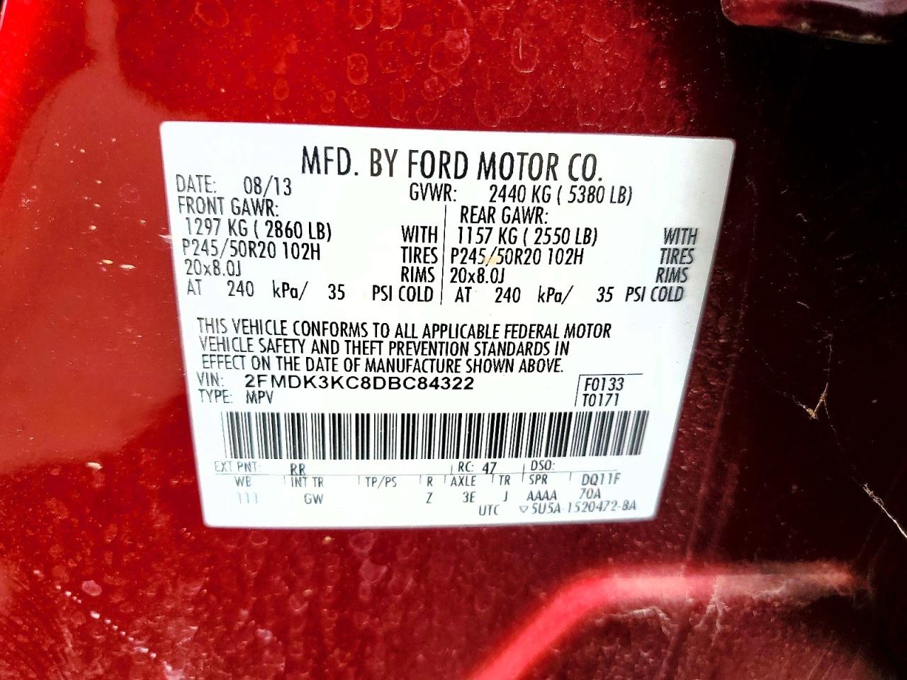 2013 FORD EDGE LIMITED photo 27