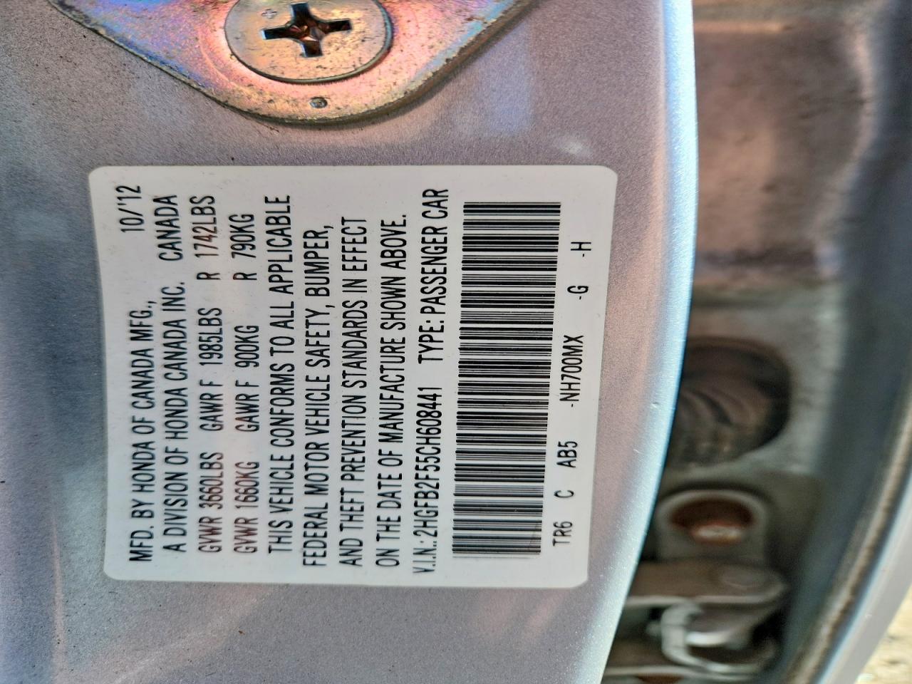 2012 HONDA CIVIC LX photo 37