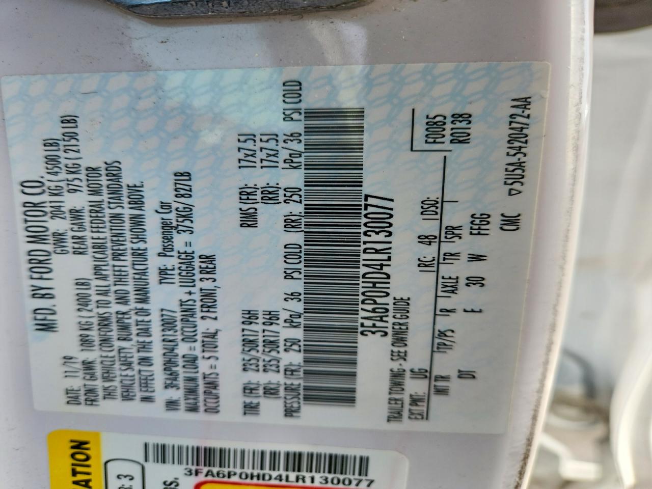 2020 FORD FUSION SE photo 25