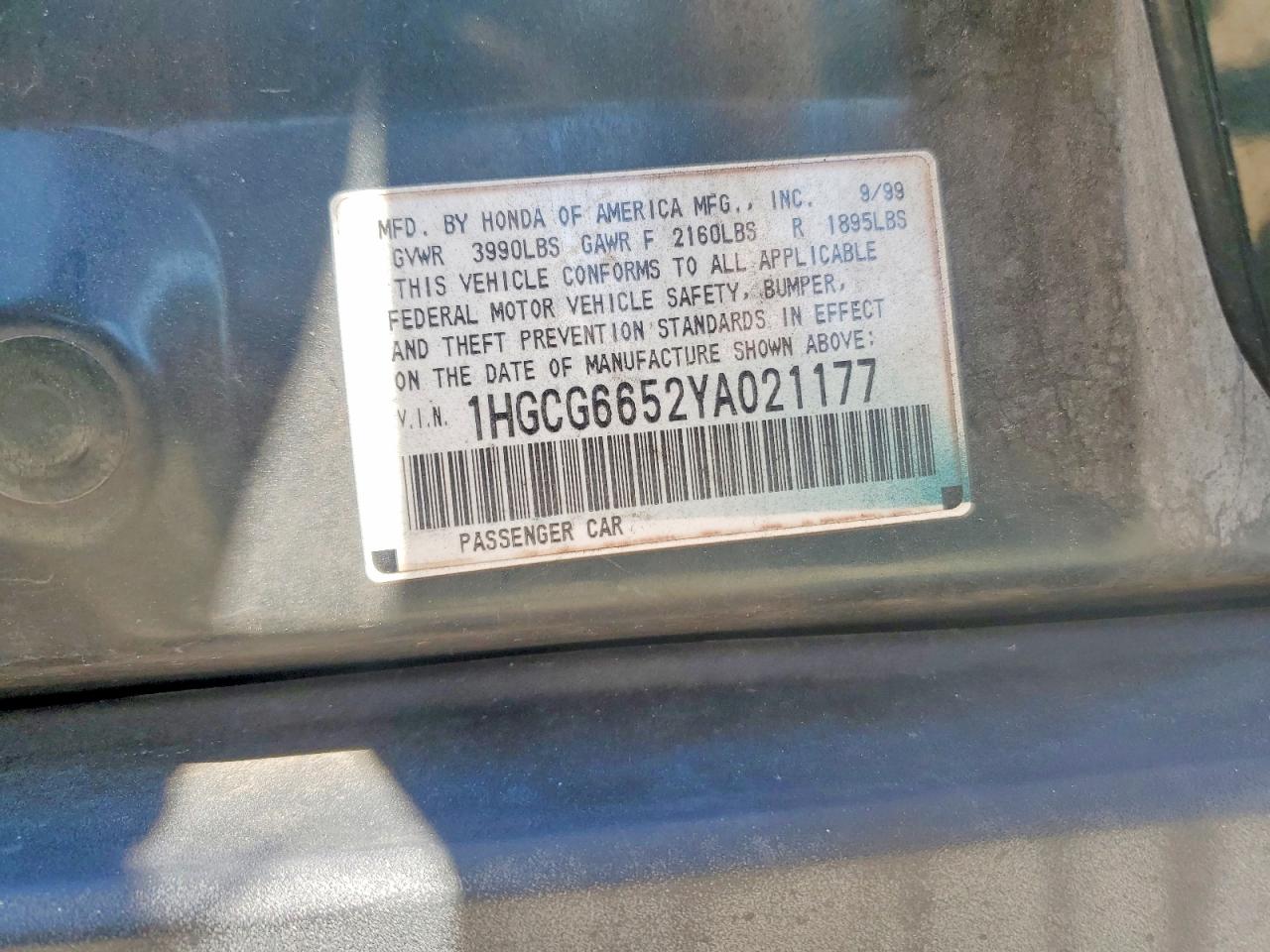 2000 HONDA ACCORD LX photo 34