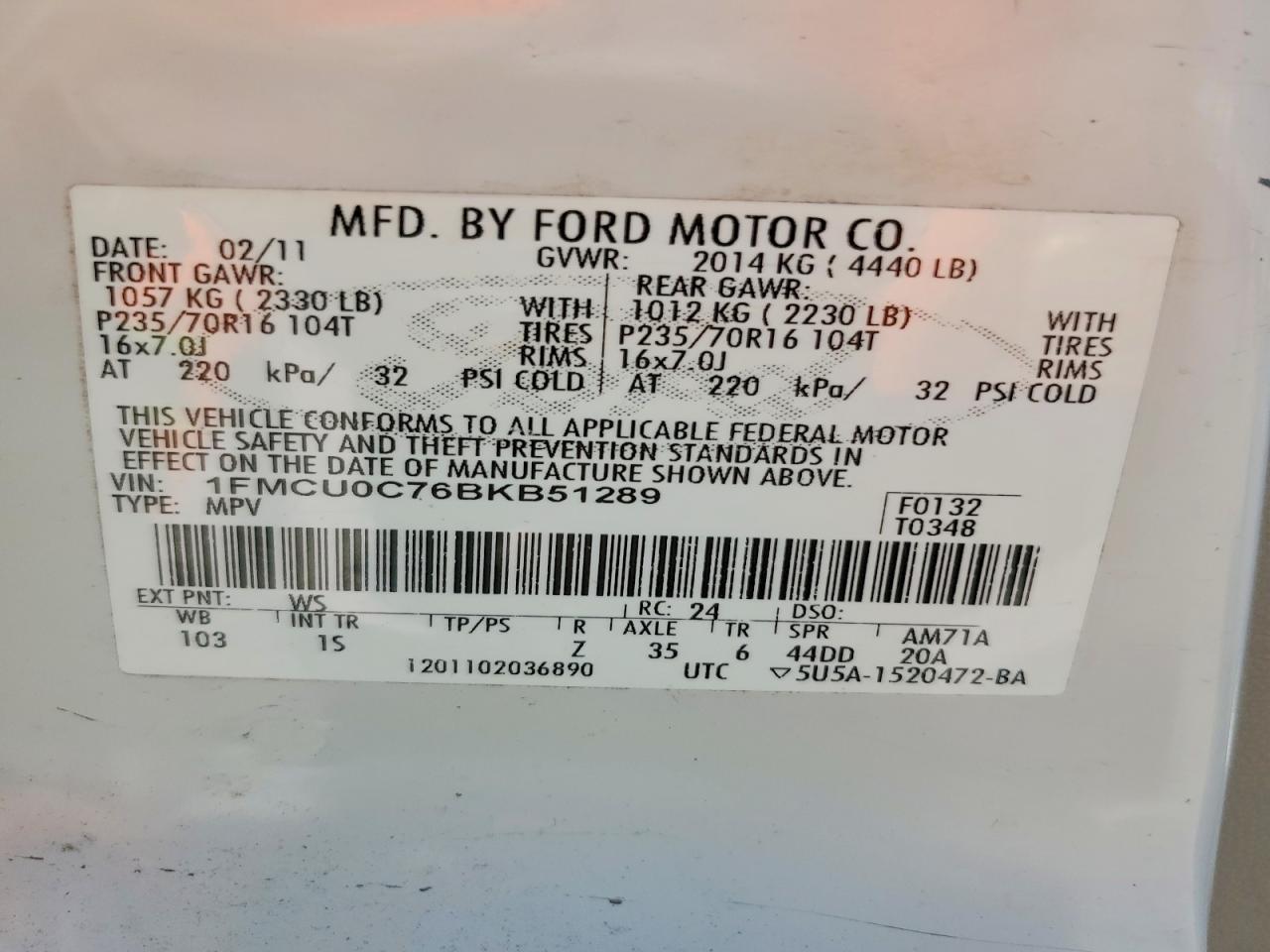 2011 FORD ESCAPE XLS photo 37