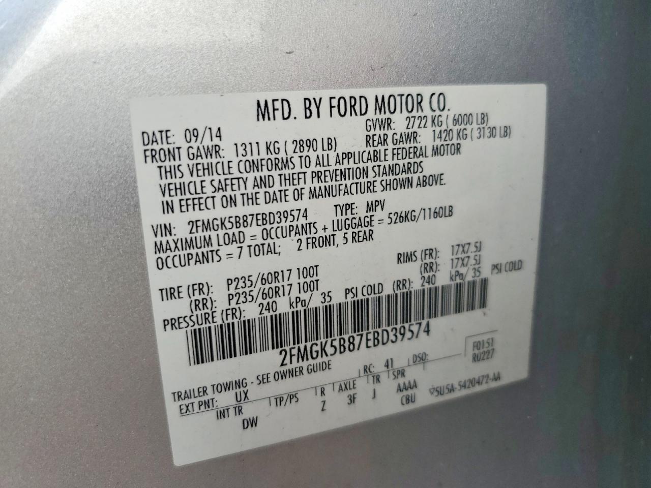 2014 FORD FLEX SE photo 12