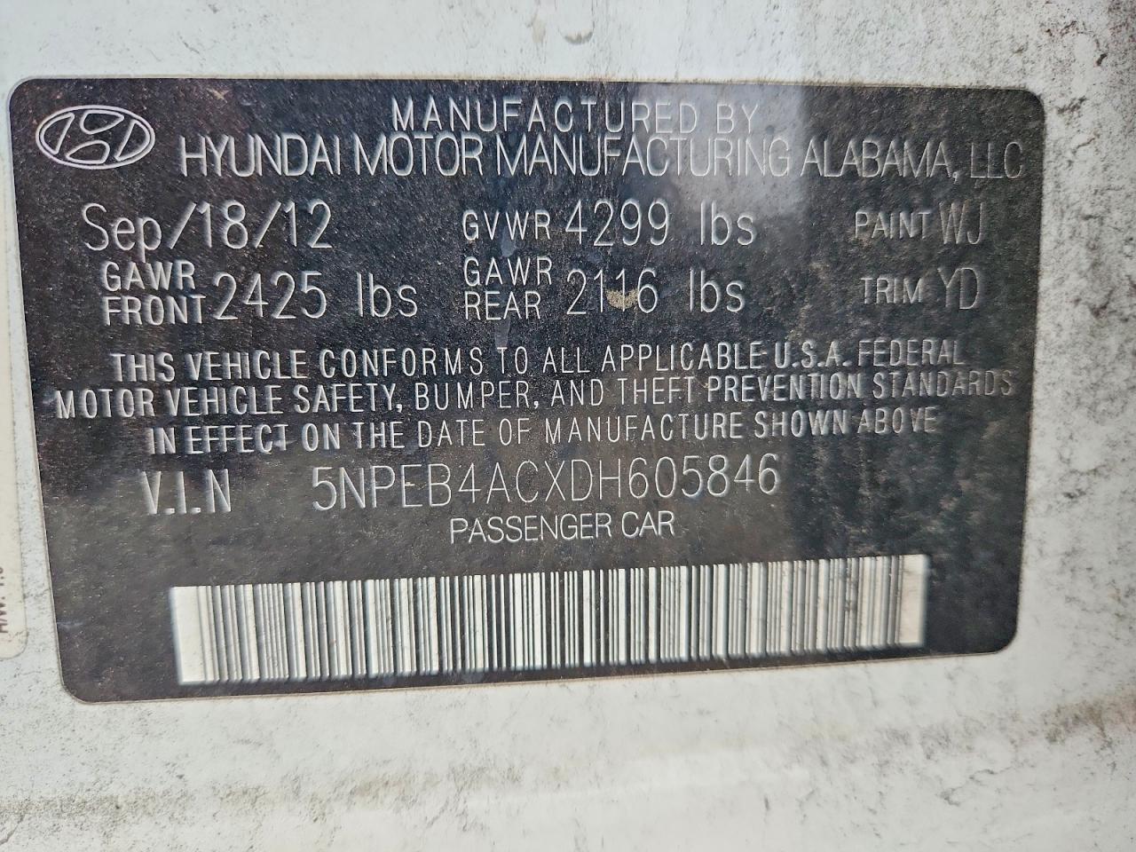 2013 HYUNDAI SONATA GLS photo 13
