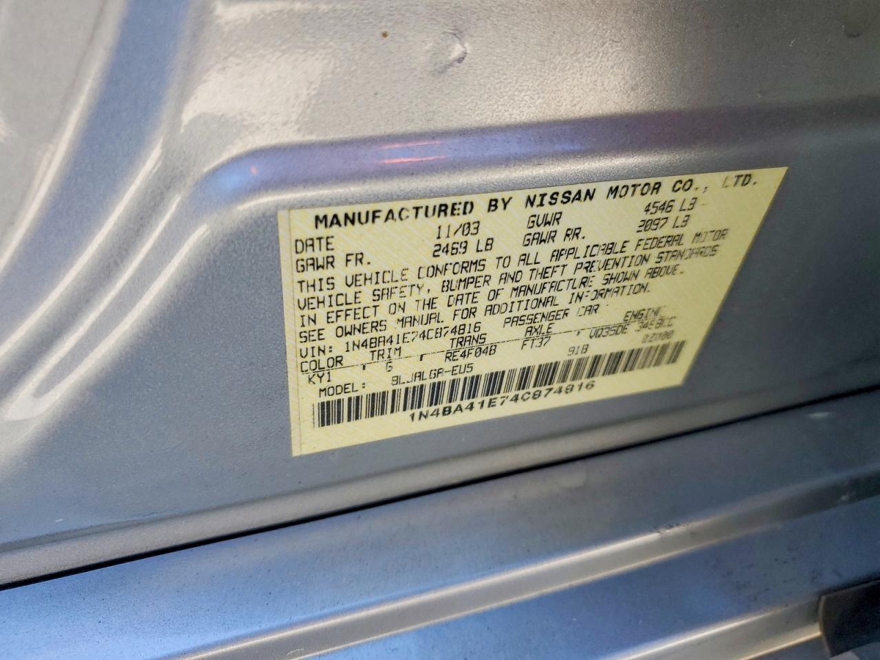 2004 NISSAN MAXIMA 3.5 SE photo 34