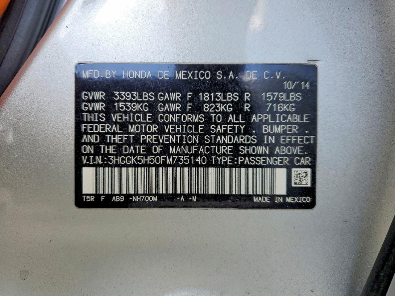 2015 HONDA FIT LX photo 23