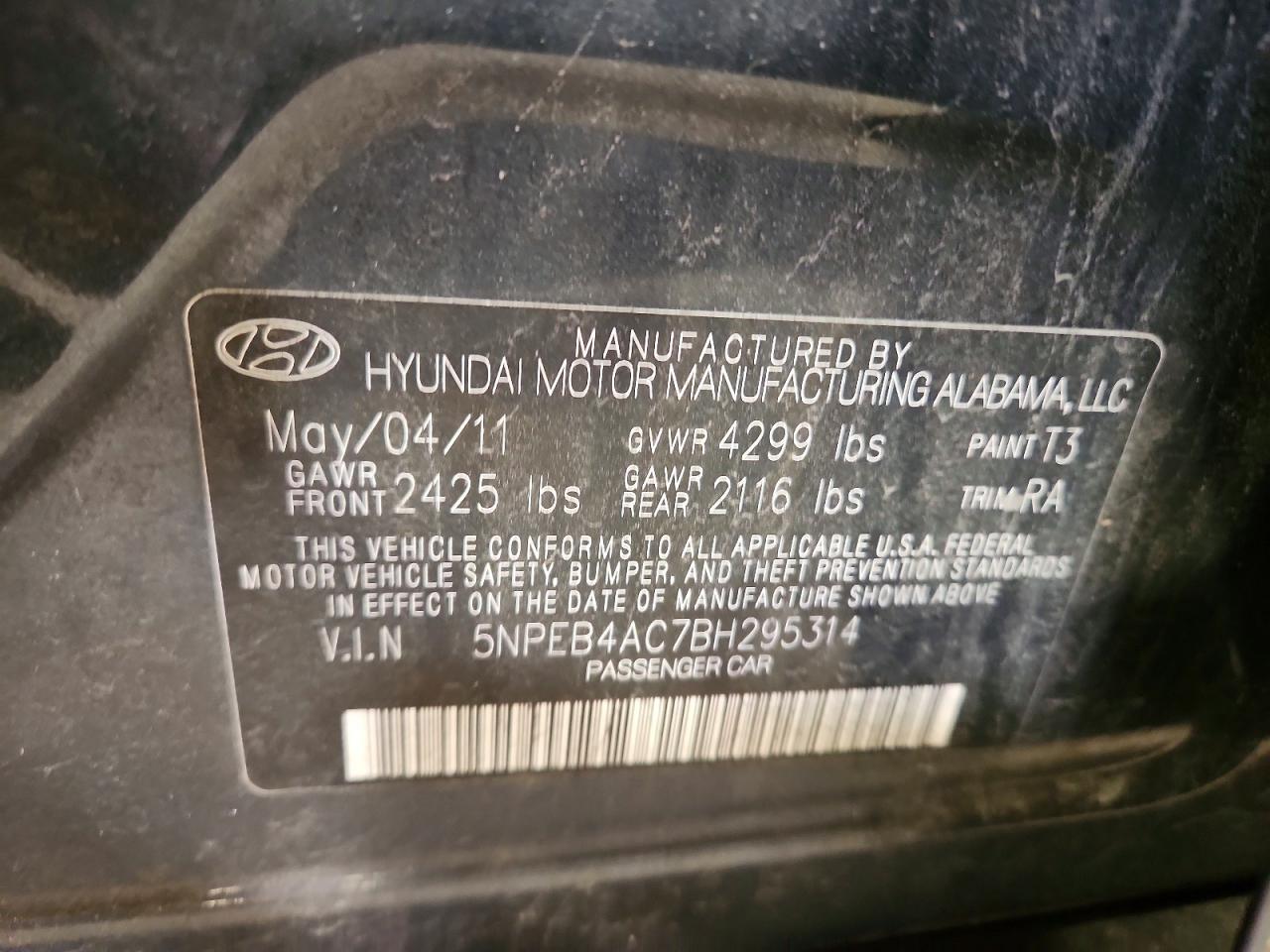 2011 HYUNDAI SONATA GLS photo 23
