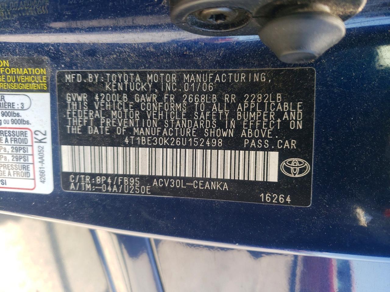 2006 TOYOTA CAMRY photo 23