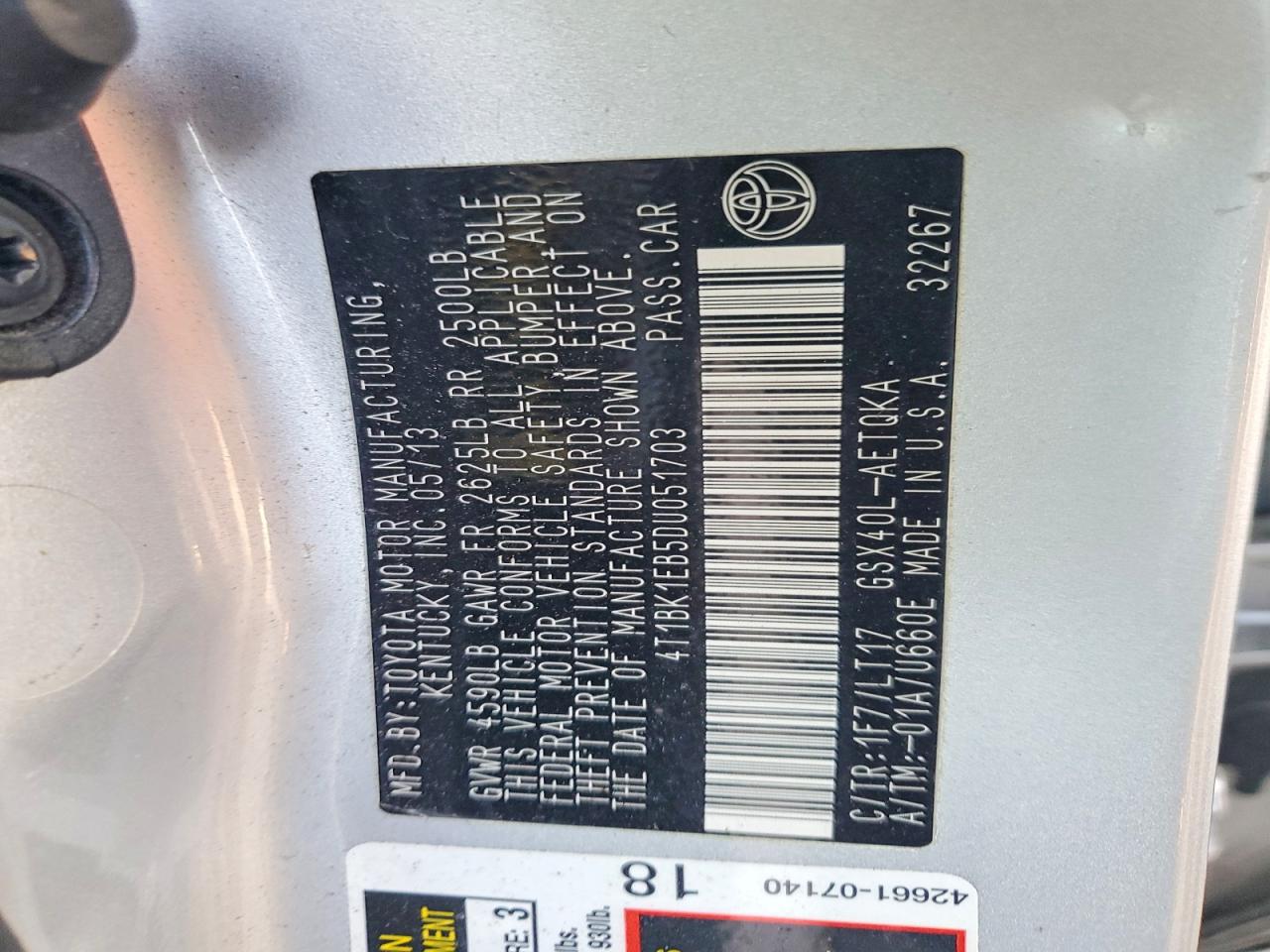 2013 TOYOTA AVALON XLE TOURING photo 12