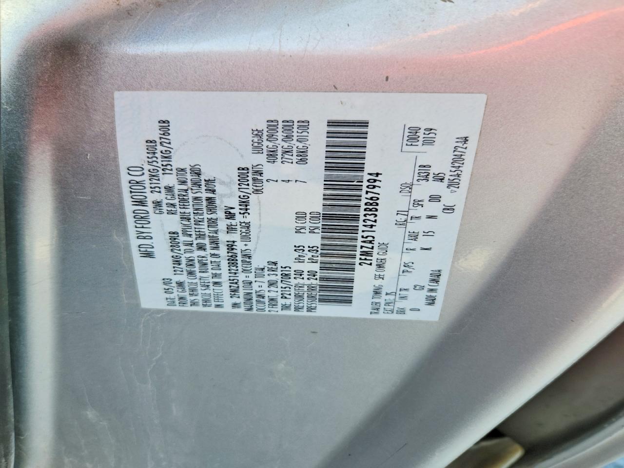 2003 FORD WINDSTAR LX photo 25
