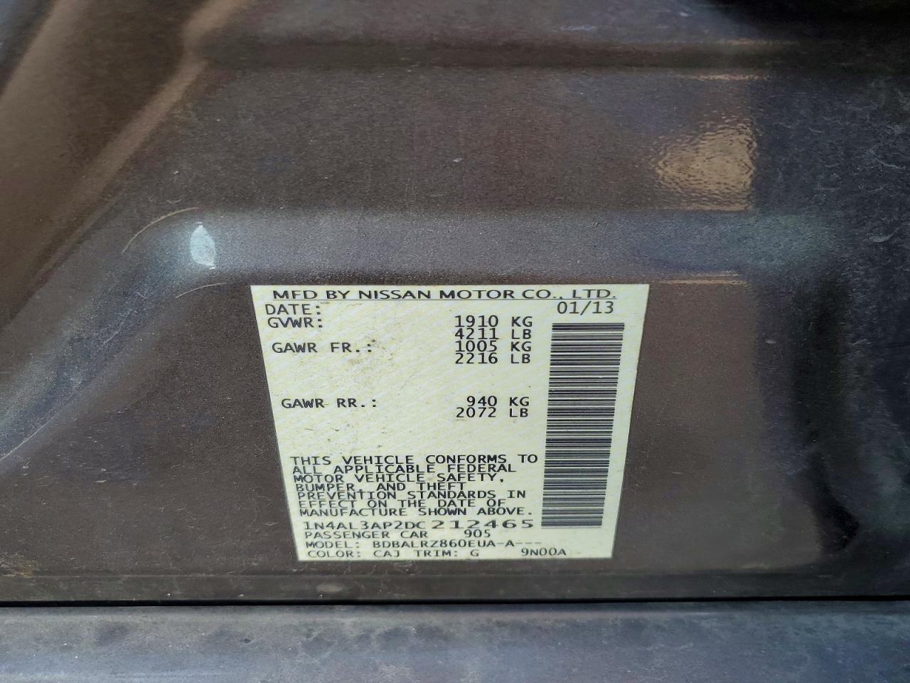 2013 NISSAN ALTIMA 2.5 photo 12