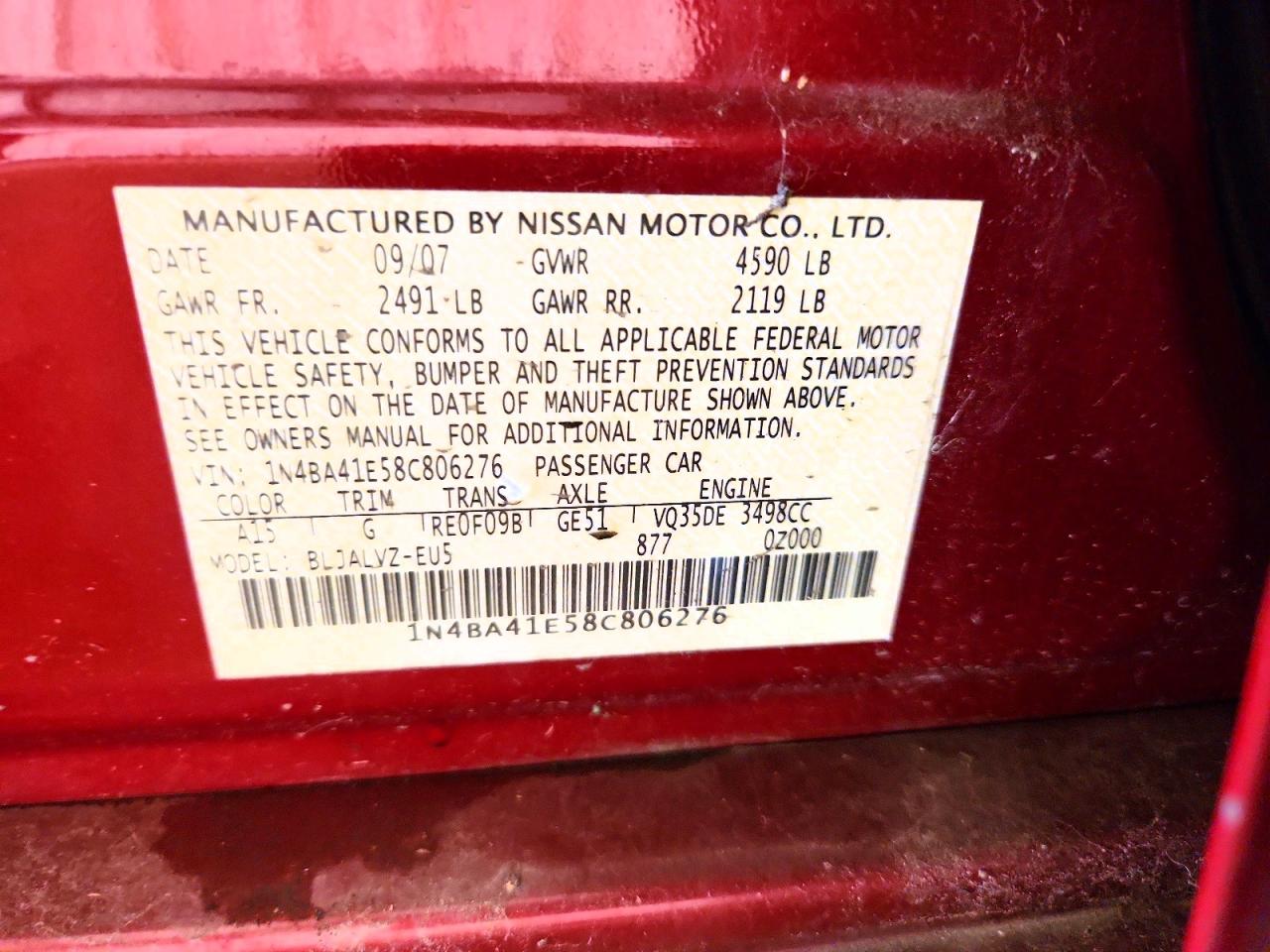 2008 NISSAN MAXIMA 3.5 SE photo 25