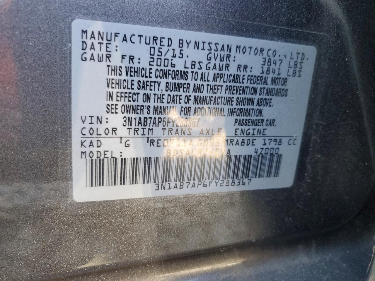 2015 NISSAN SENTRA SR photo 37