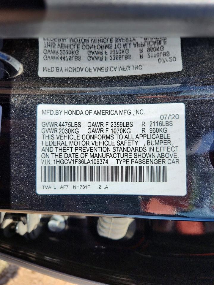 2020 HONDA ACCORD SPORT photo 23
