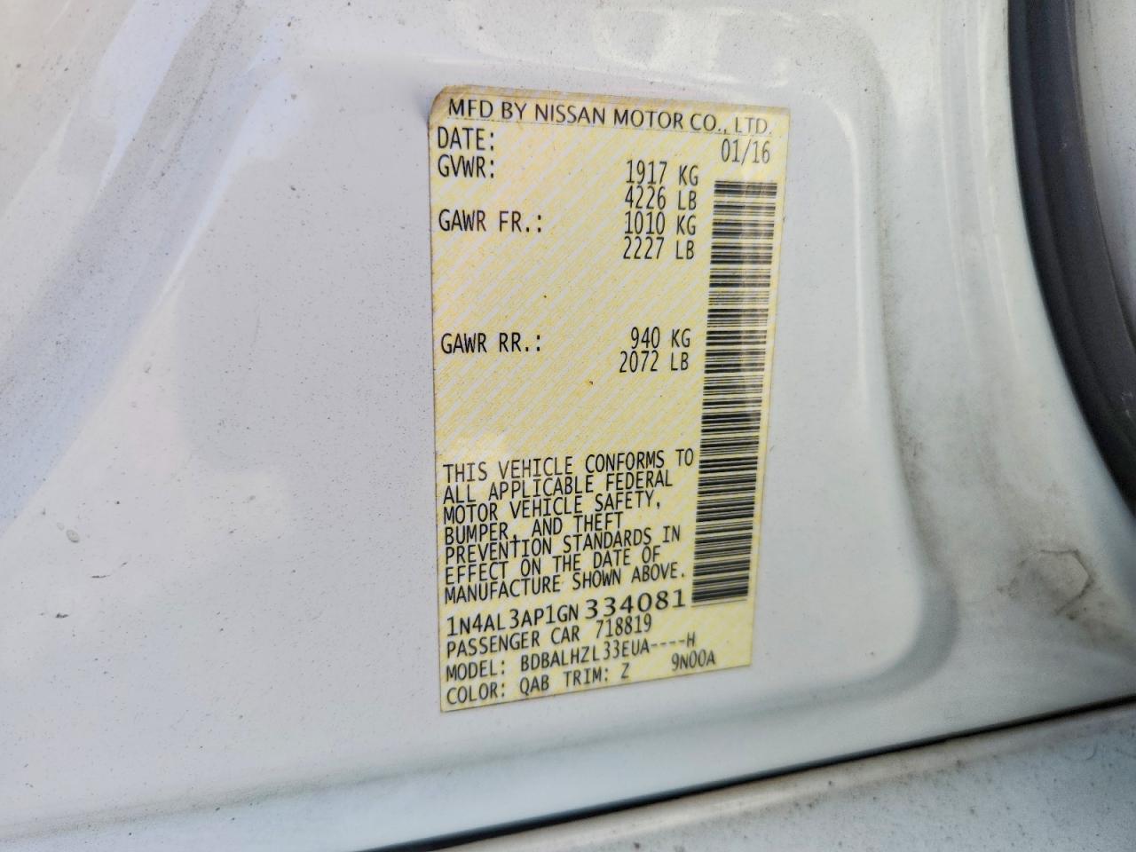 2016 NISSAN ALTIMA 2.5 SR photo 23
