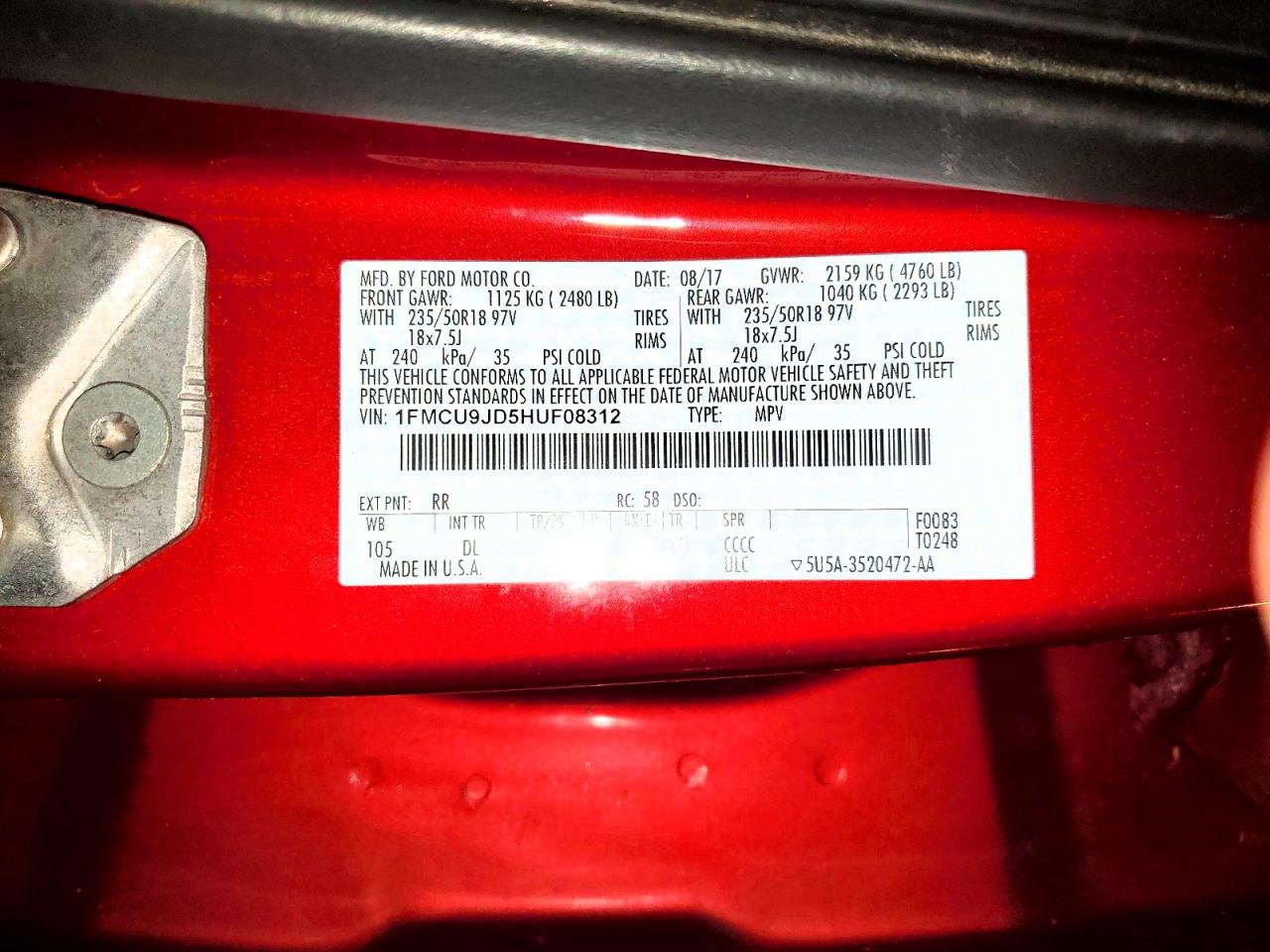 2017 FORD ESCAPE TITANIUM photo 14