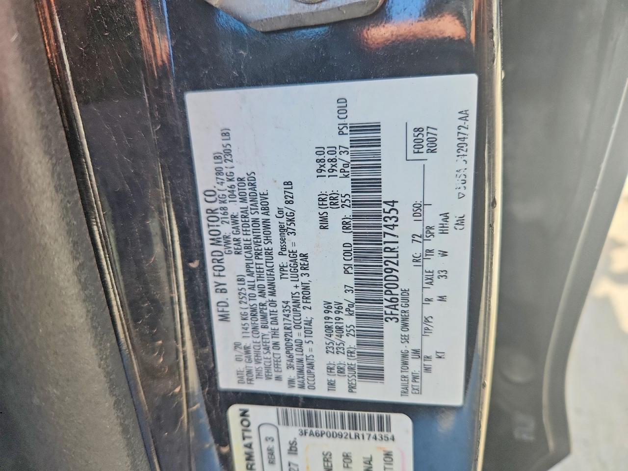 2020 FORD FUSION TITANIUM photo 25