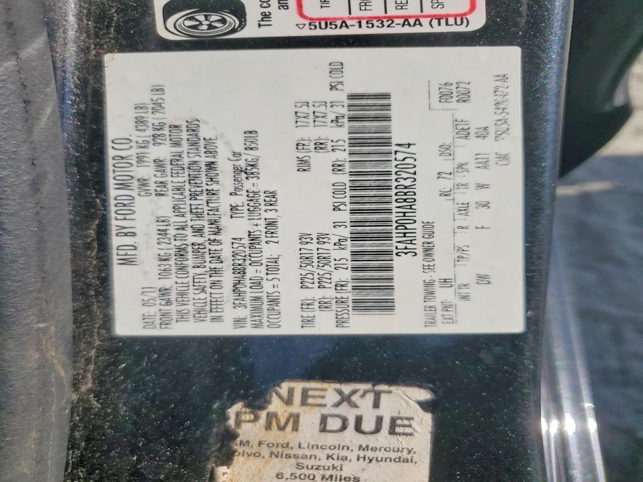 2011 FORD FUSION SE photo 23