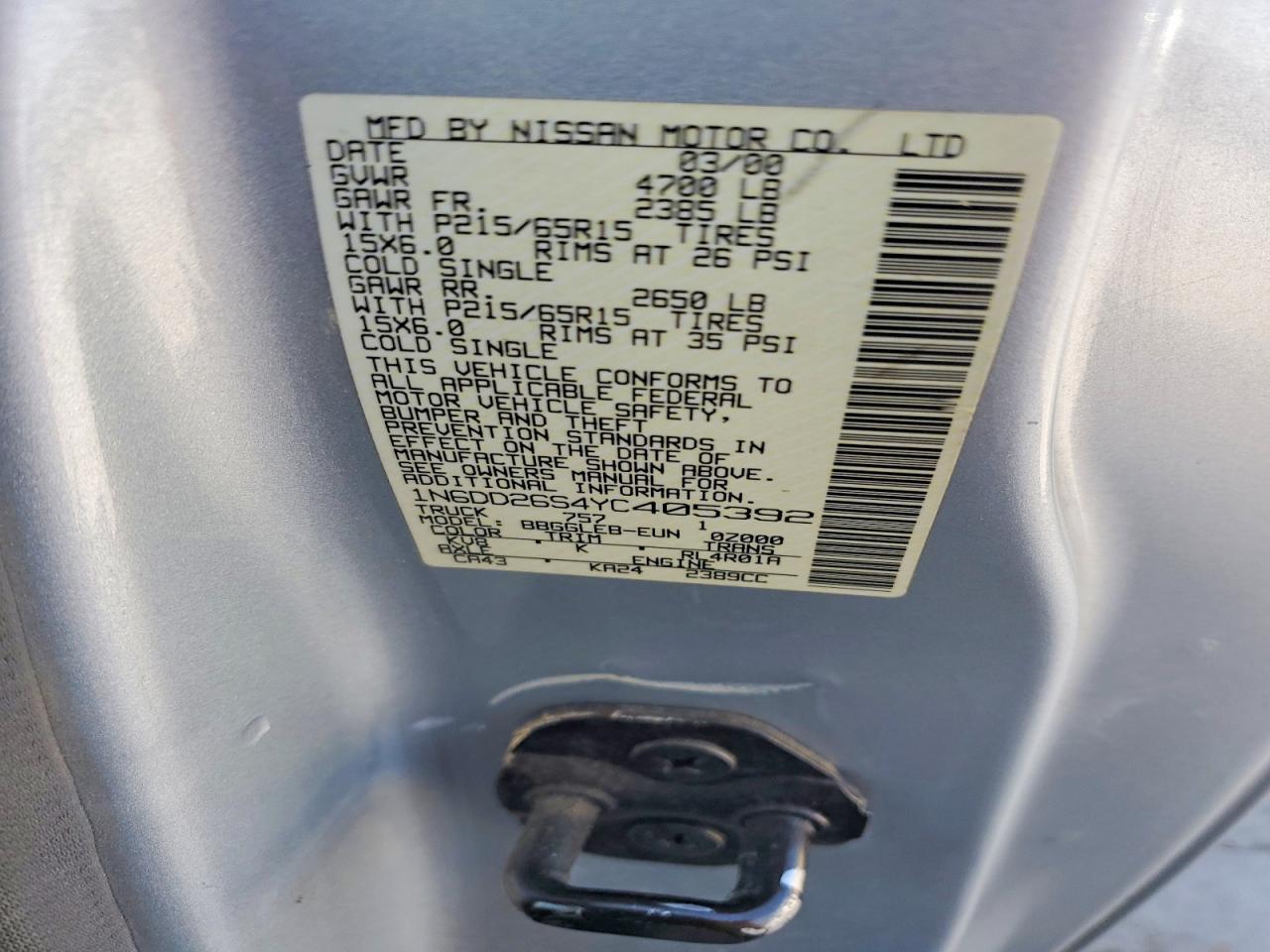 2000 NISSAN FRONTIER KING CAB XE photo 23