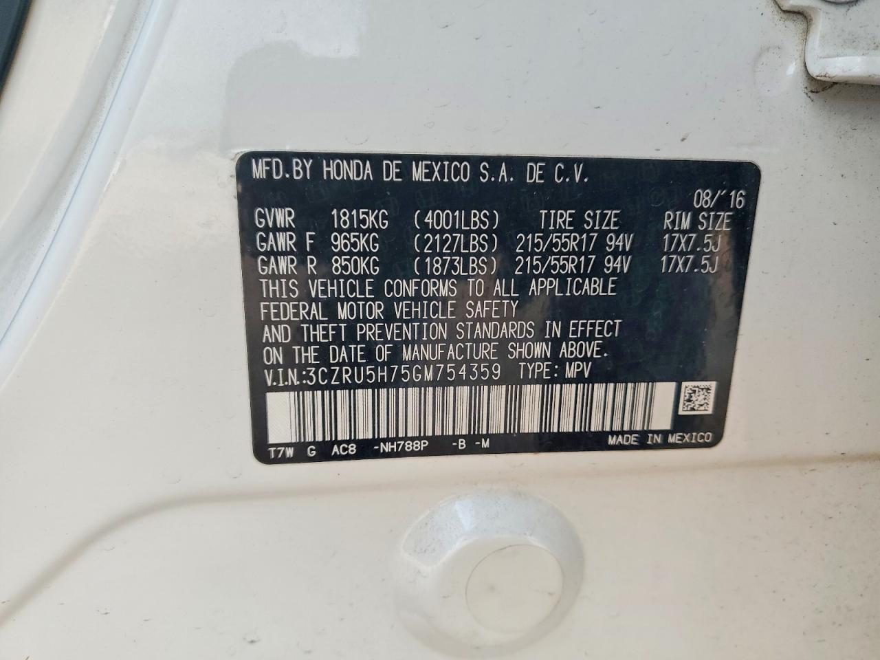 2016 HONDA HR-V EXL photo 37