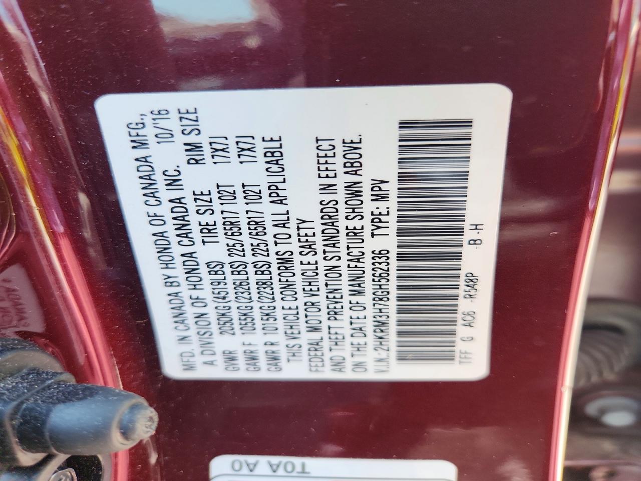 2016 HONDA CR-V EXL photo 40