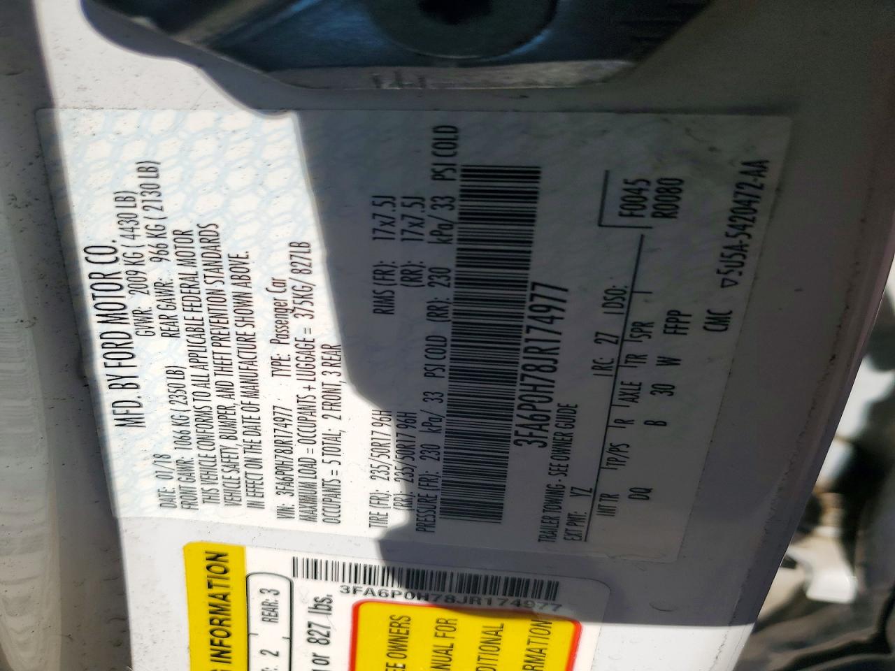 2018 FORD FUSION SE photo 23