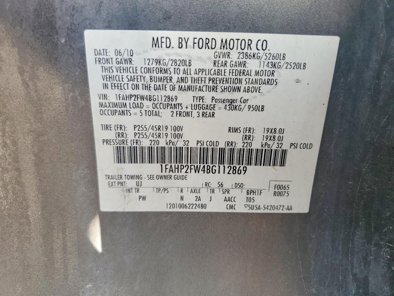 2011 FORD TAURUS LIMITED photo 23