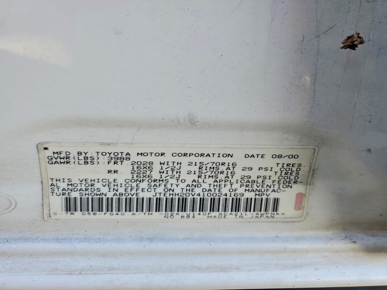 2001 TOYOTA RAV4 BASE photo 25