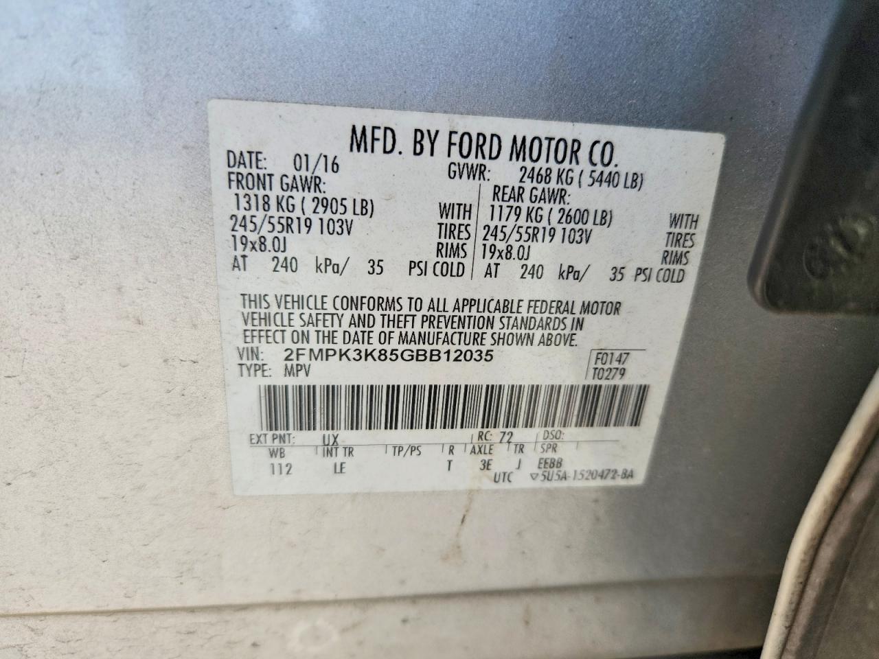 2016 FORD EDGE TITANIUM photo 12