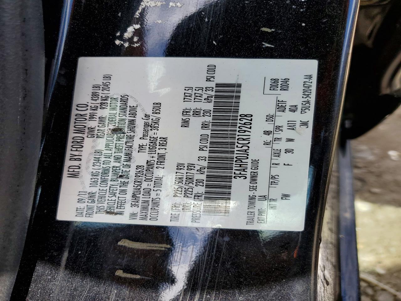 2012 FORD FUSION SEL photo 37