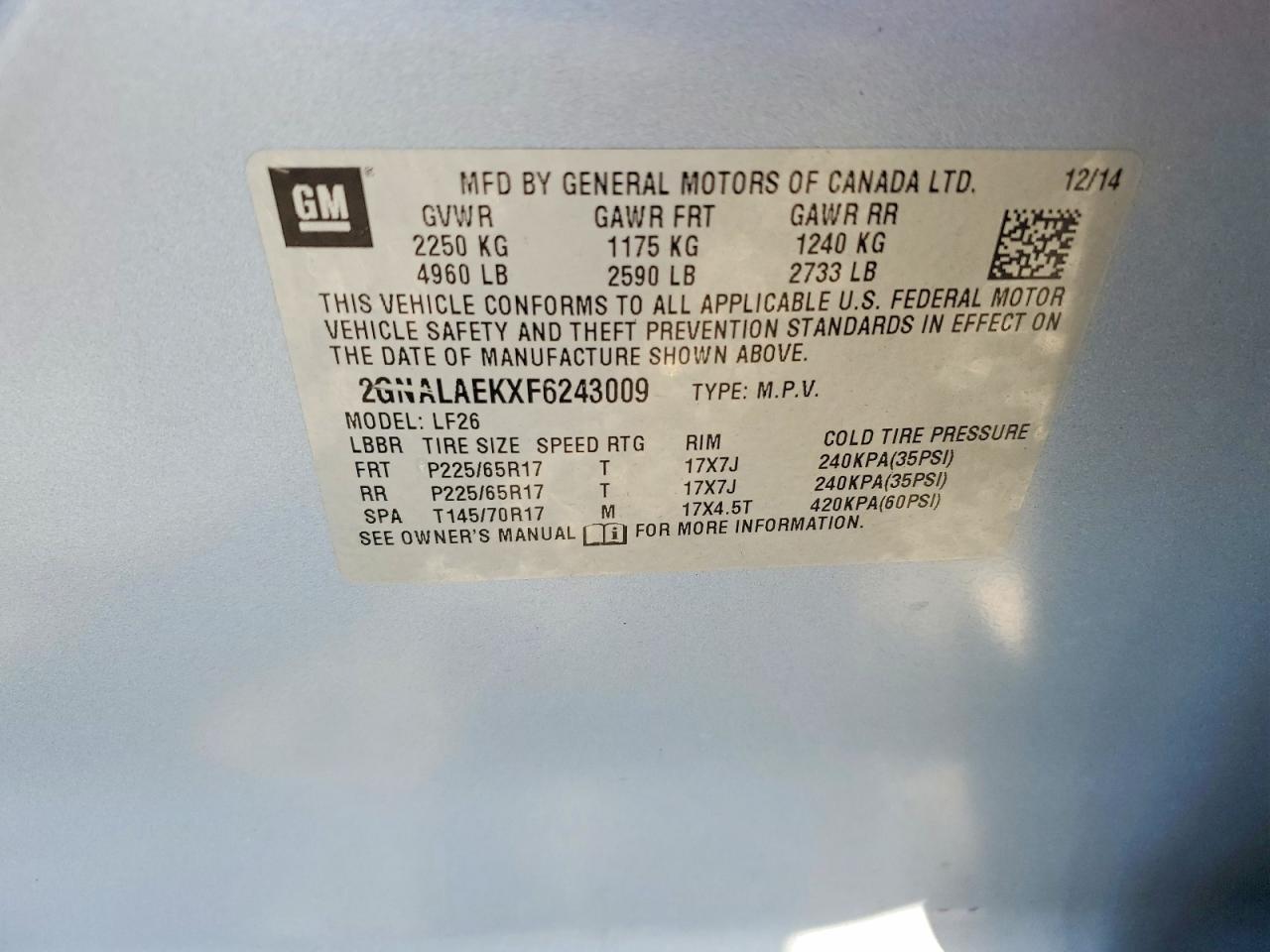 2015 CHEVROLET EQUINOX LS photo 23