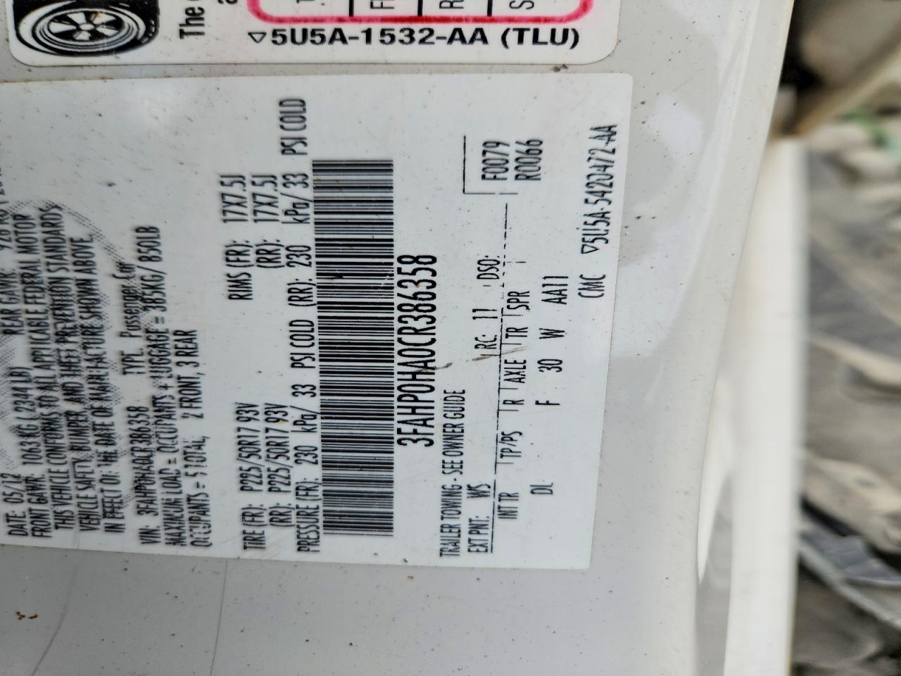 2012 FORD FUSION SE photo 25