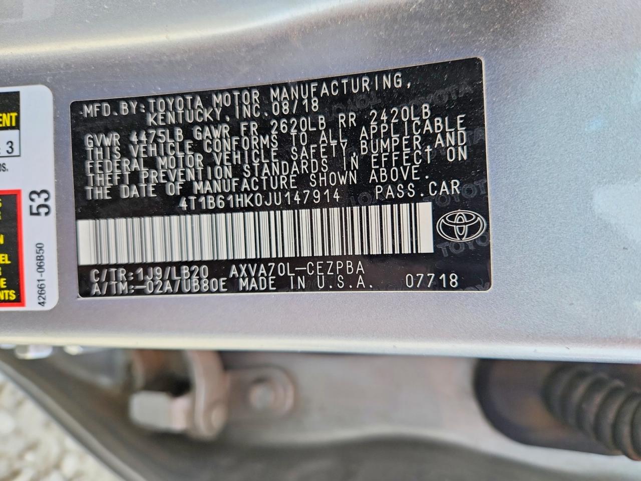 2018 TOYOTA CAMRY XSE photo 23