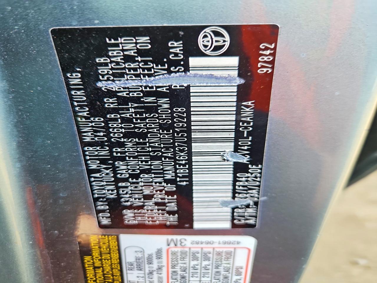 2007 TOYOTA CAMRY LE photo 34
