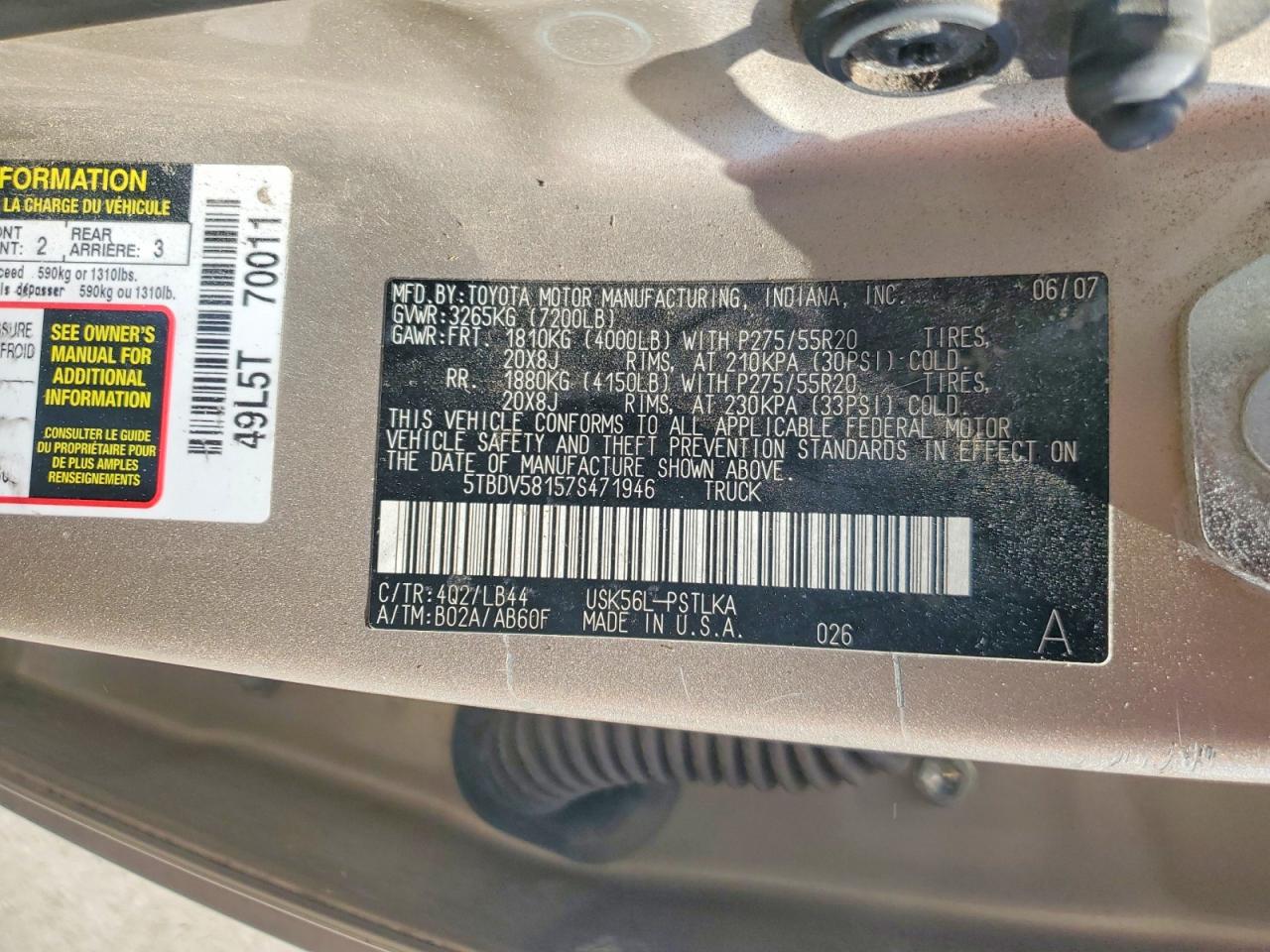 2007 TOYOTA TUNDRA CREWMAX LIMITED photo 34