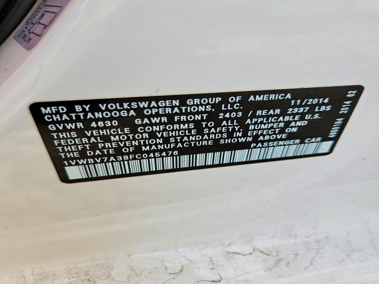 2015 VOLKSWAGEN PASSAT SE photo 23