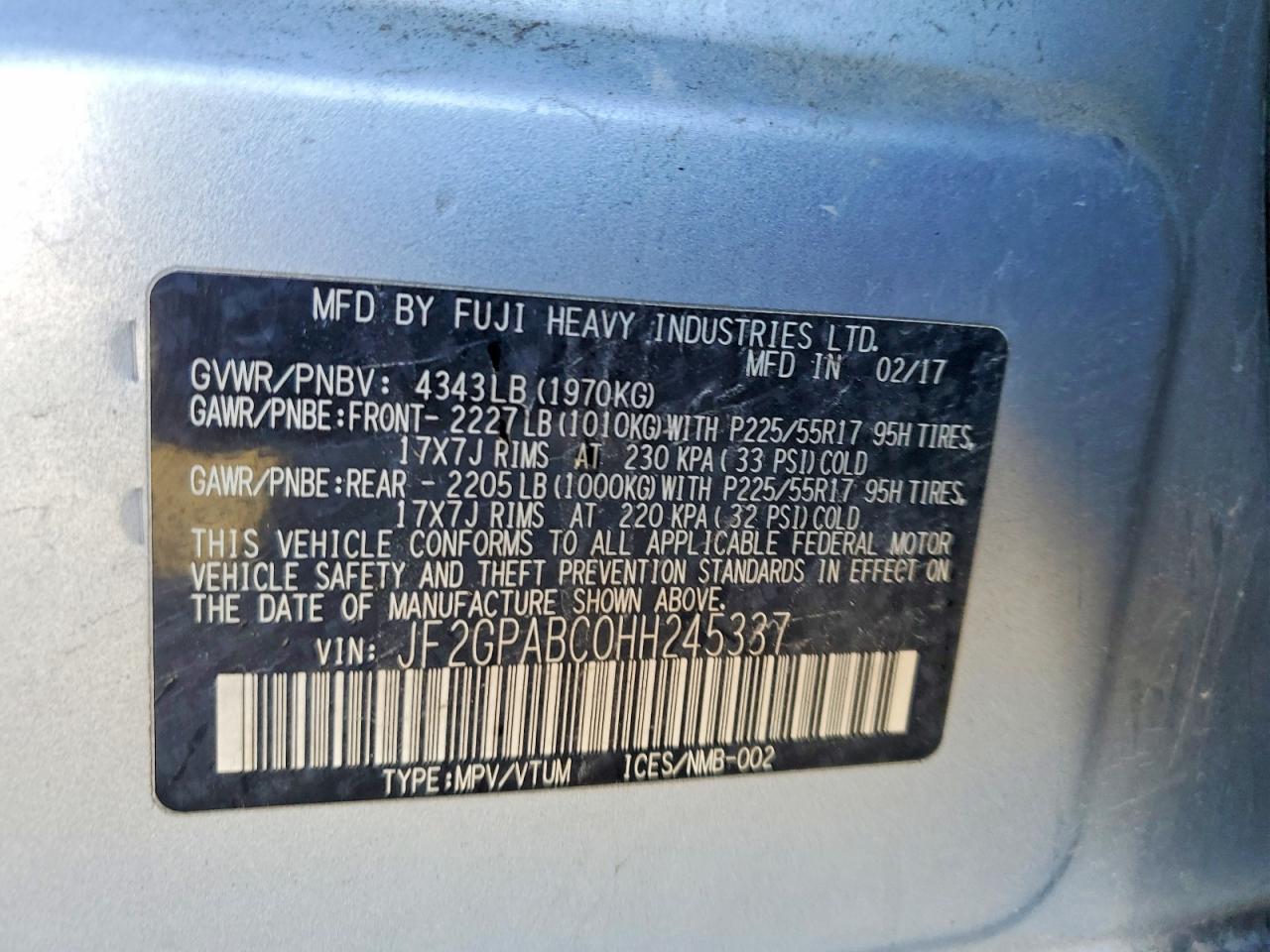 2017 SUBARU CROSSTREK PREMIUM photo 12