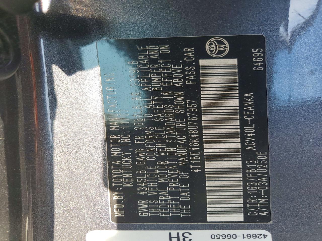 2008 TOYOTA CAMRY LE photo 13