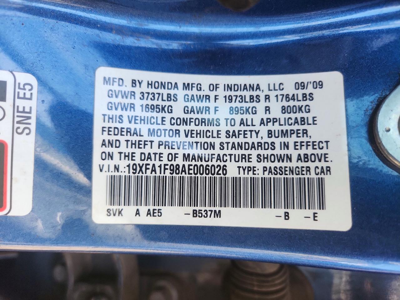 2010 HONDA CIVIC EXL photo 23