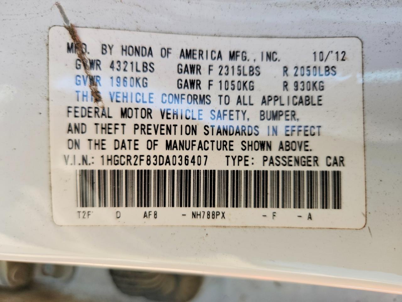 2013 HONDA ACCORD EXL photo 12
