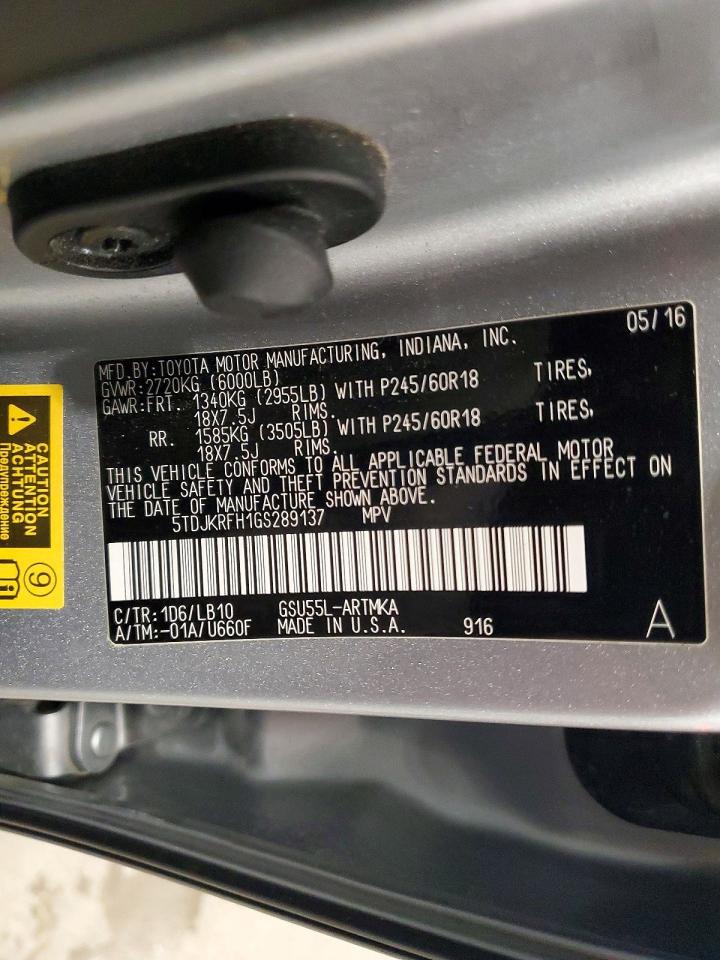 2016 TOYOTA HIGHLANDER XLE photo 25