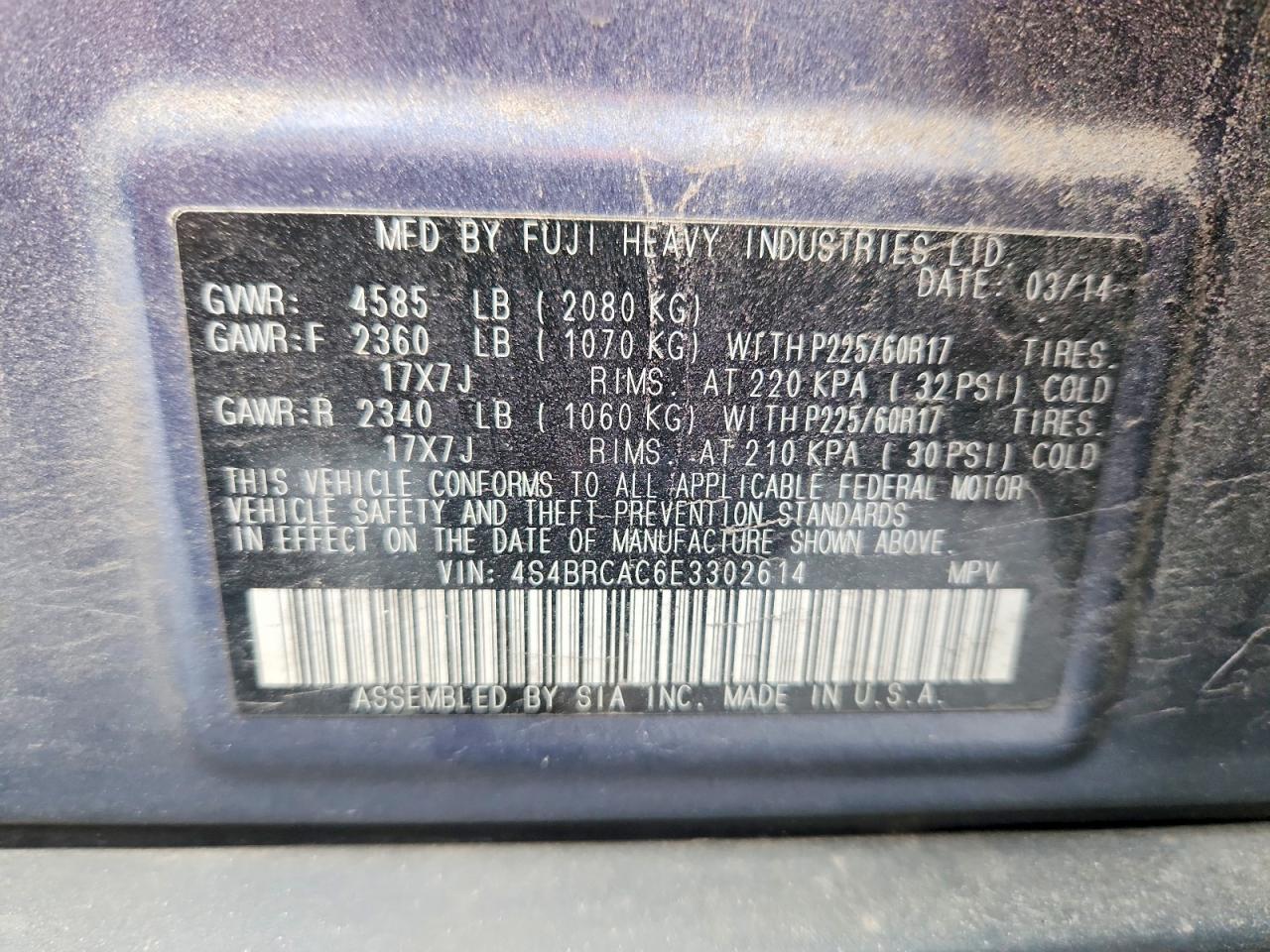 2014 SUBARU OUTBACK 2.5I photo 23